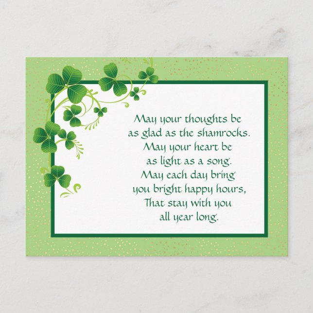 Shamrocks Irish Blessing Postcard (Front)