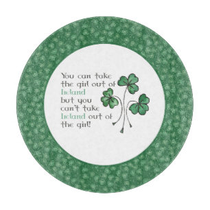 Shamrocks Irish Girl Quote Glass Cutting Board