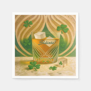 Shamrocks Irish Whiskey Tumbler "Sláinte!" Napkin