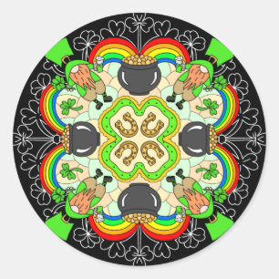 Shamrocks, Leprechauns St Patrick's Day  Classic Round Sticker