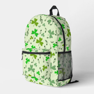 Shamrocks Music Notes  Printed Backpack