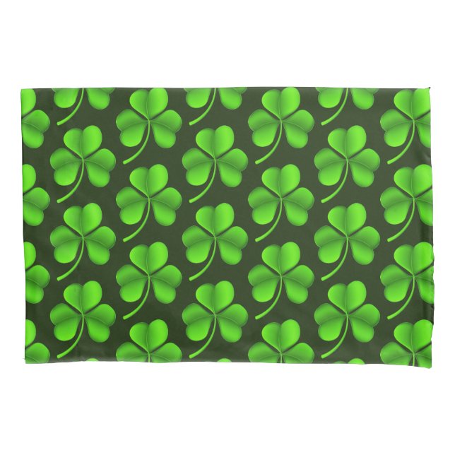Shamrocks On Dark Green pct Pillowcase (Front)