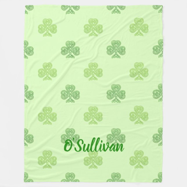 Shamrocks on Green Fleece Blanket (Front)