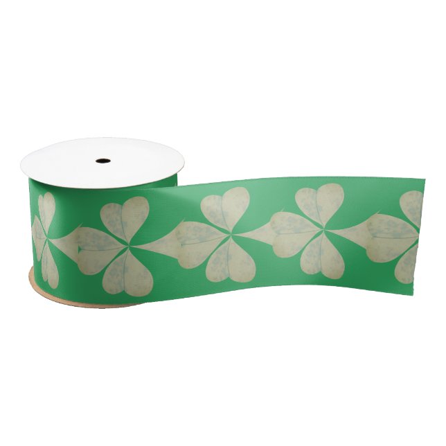 Shamrocks on Green Satin Ribbon (Spool)