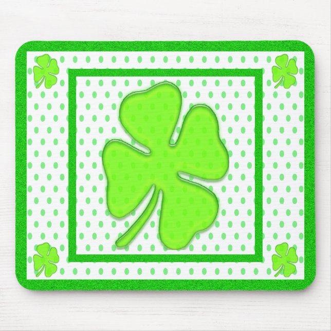 Shamrocks & Polka Dots - Mouse Pad (Front)