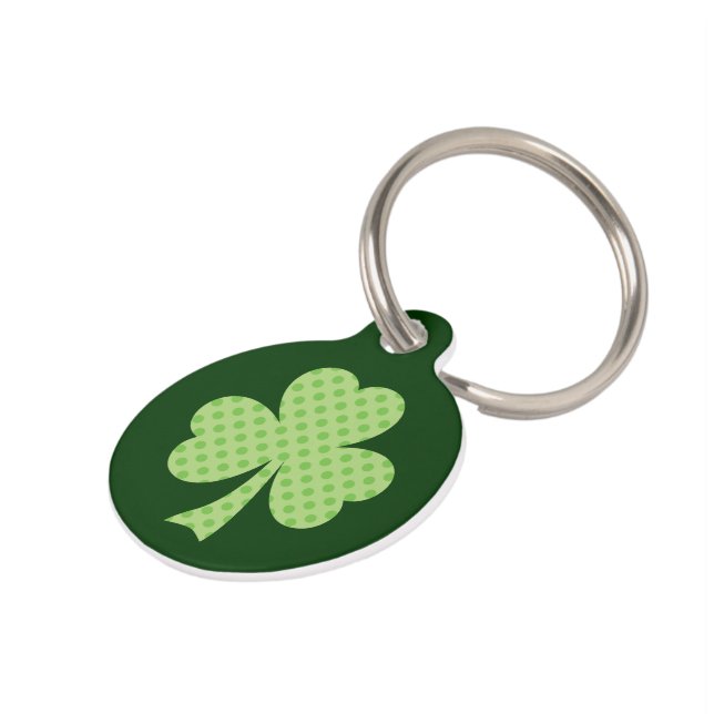Shamrocks Polka dots St. Patrick's Day Pet Tag (Side)
