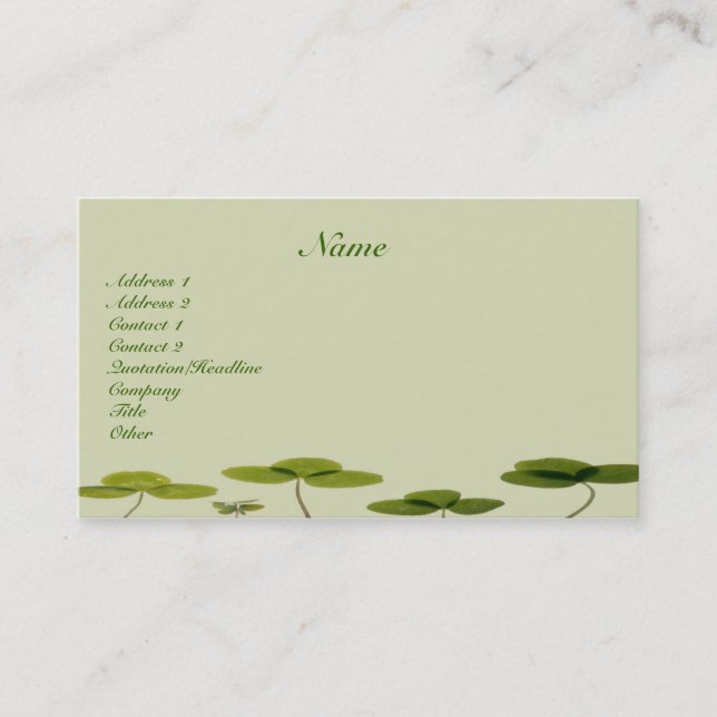 Shamrocks Profile Card (Front)