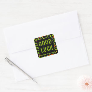 Shamrocks Rainbow Watercolor ST PATRICKS GOOD LUCK Square Sticker