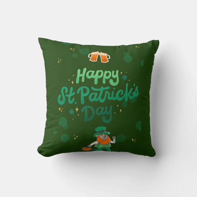 "Shamrocks & Shenanigans: A St. Patrick's Day  Cushion (Front)