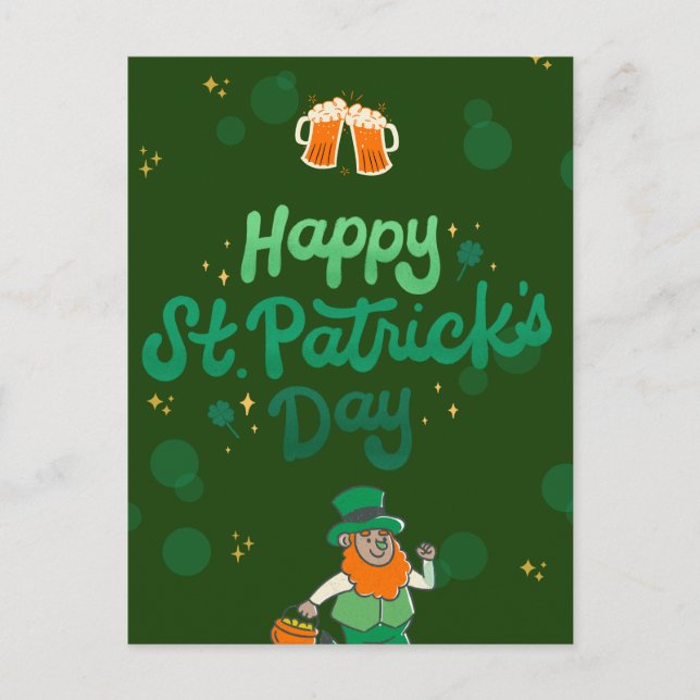 "Shamrocks & Shenanigans: A St. Patrick's Day  Holiday Postcard (Front)