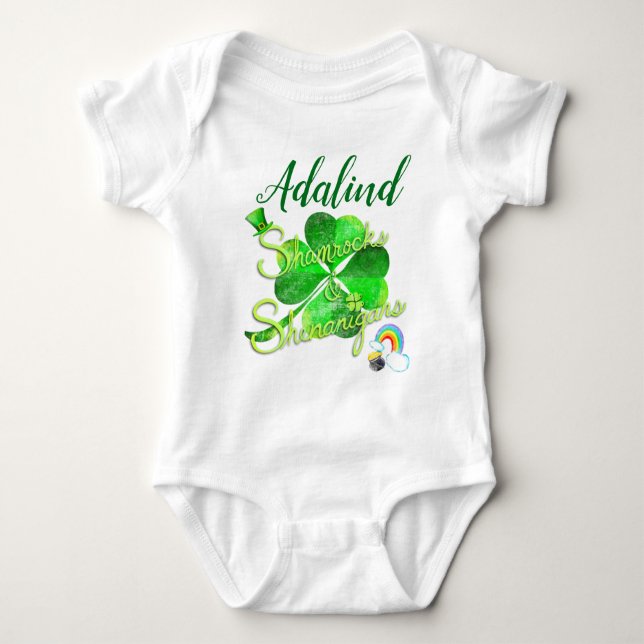 Shamrocks & Shenanigans Baby Bodysuit (Front)