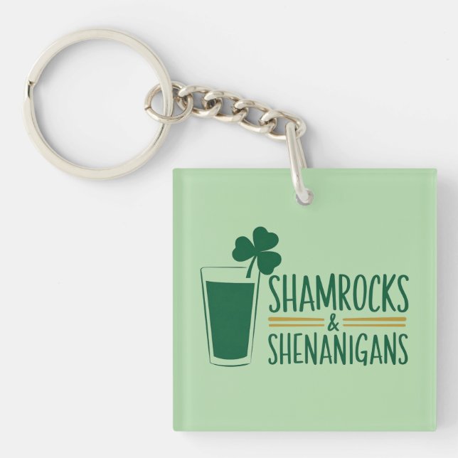 Shamrocks & Shenanigans: St. Patrick's Day Design  Key Ring (Front)