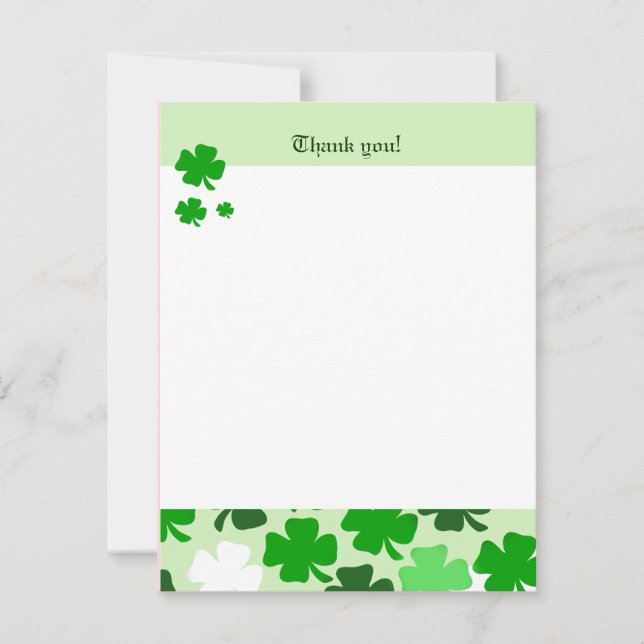 SHAMROCKS St Patricks day 4x5 Flat Thank you note Card (Front)
