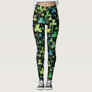 Shamrocks St. Patrick's Day Green Black Leggings