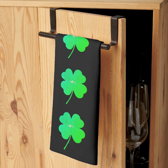 Shamrocks St. Patricks Irish Green Kitchen Towels (Thirds Fold)
