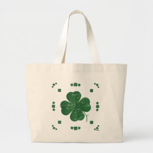 Shamrocks - vintage style large tote bag