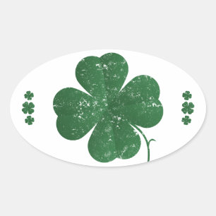 Shamrocks - vintage style oval sticker
