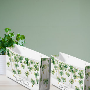 Shamrocks with Gold Beads Large Gift Bag