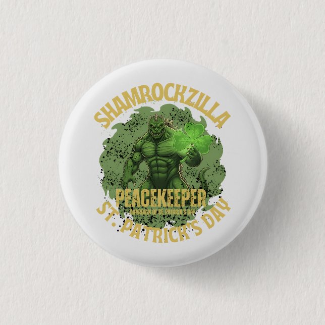 Shamrockzilla Peacekeeper: St. Patrick’s Day Kaiju 3 Cm Round Badge (Front)