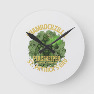 Shamrockzilla Peacekeeper: St. Patrick’s Day Kaiju Round Clock