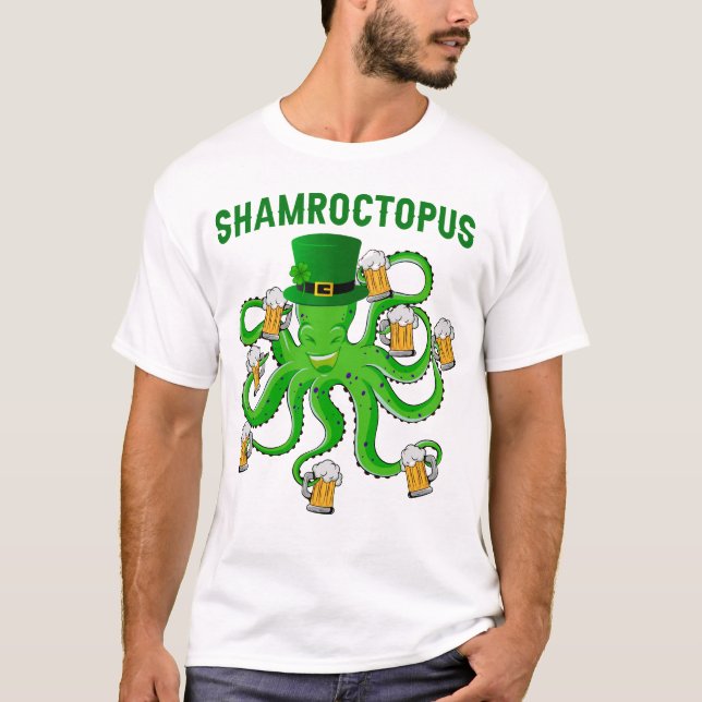 Shamroctopus Funny Animal Octopus Beer St Patricks T-Shirt (Front)