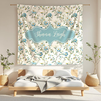 Shana Leigh Dainty Blues Floral Fleece Blanket