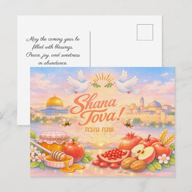 ✡️ Shana Tova Jerusalem Sunrise Postcard (Front/Back)