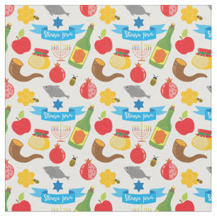 Shana Tova - Rosh Hashanah - custom tile size Fabric