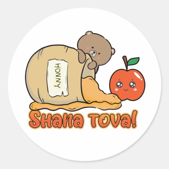 Shana tova Rosh Hashanah for girls, kids Classic Round Sticker (Front)
