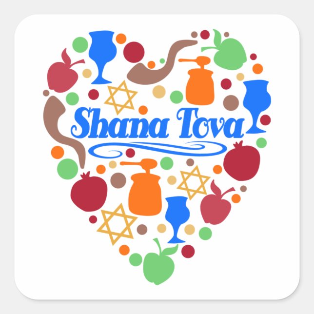 Shana Tova Rosh Hashanah Jewish New Year Holiday Square Sticker (Front)