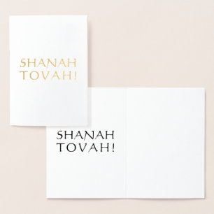 Shanah Tovah, Black int. letters - silver / gold Foil Card