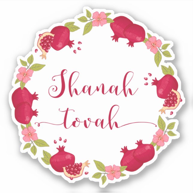 Shanah Tovah New Year Pomegranate Flower Wreath (Front)