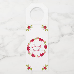 Shanah Tovah New Year Pomegranate Flower Wreath Bottle Tag