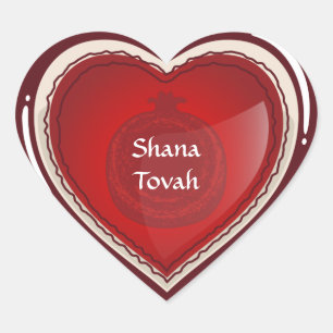 Shanah Tovah Rosh Hashanah Jewish New Year Heart Sticker