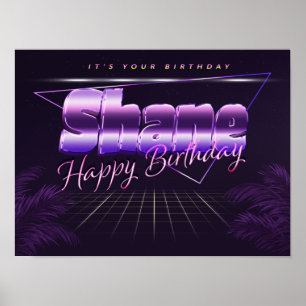 Shane Name Vorname lila retro Poster Geburtstag