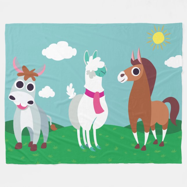 Shane, Tommy, and Zora at Daytime Fleece Blanket (Front (Horizontal))