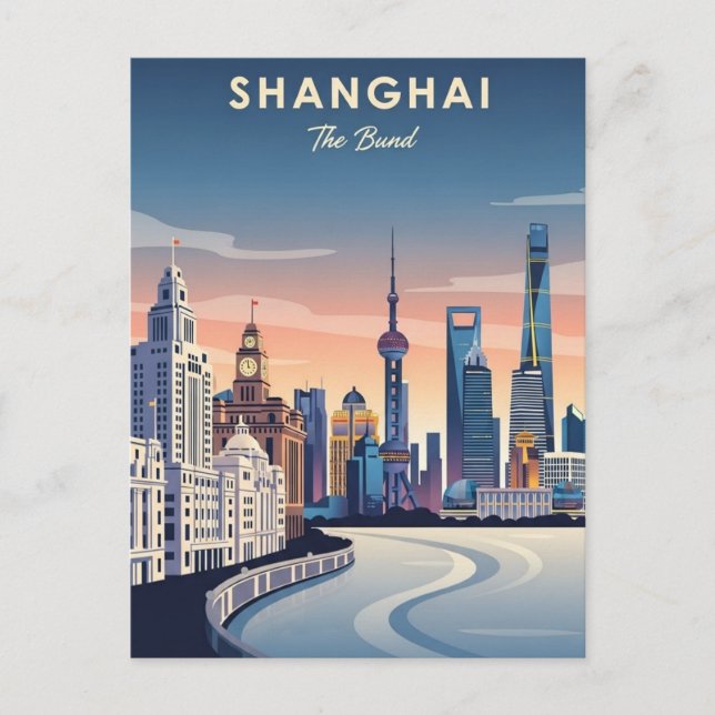 Shanghai Bund china Travel Postcard (Front)
