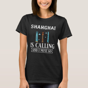 Shanghai China City Skyline Map Travel T-Shirt