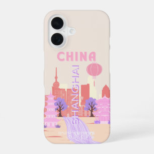 Shanghai China Pastel Travel Art iPhone 16 Case