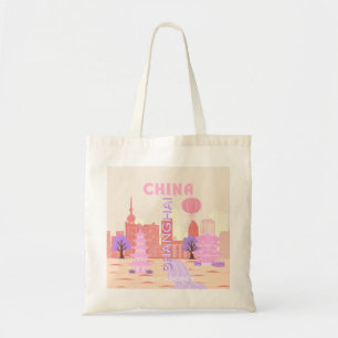 Shanghai China Pastel Travel Art Tote Bag