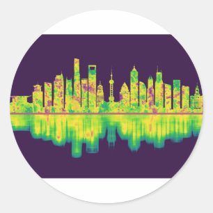 Shanghai China Skyline Classic Round Sticker