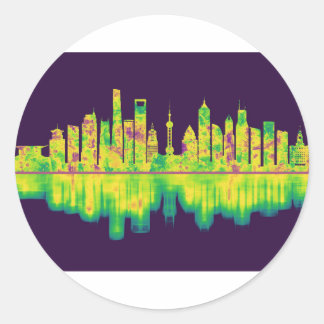 Shanghai China Skyline Classic Round Sticker