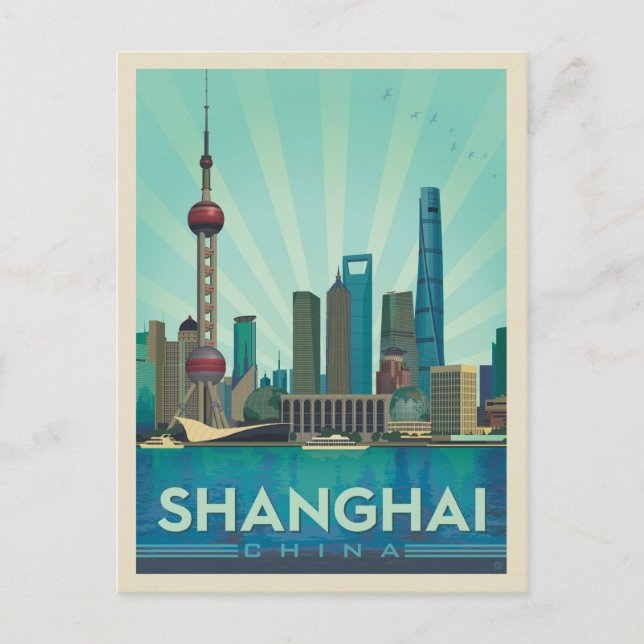 Shanghai, China | Skyline Postcard (Front)