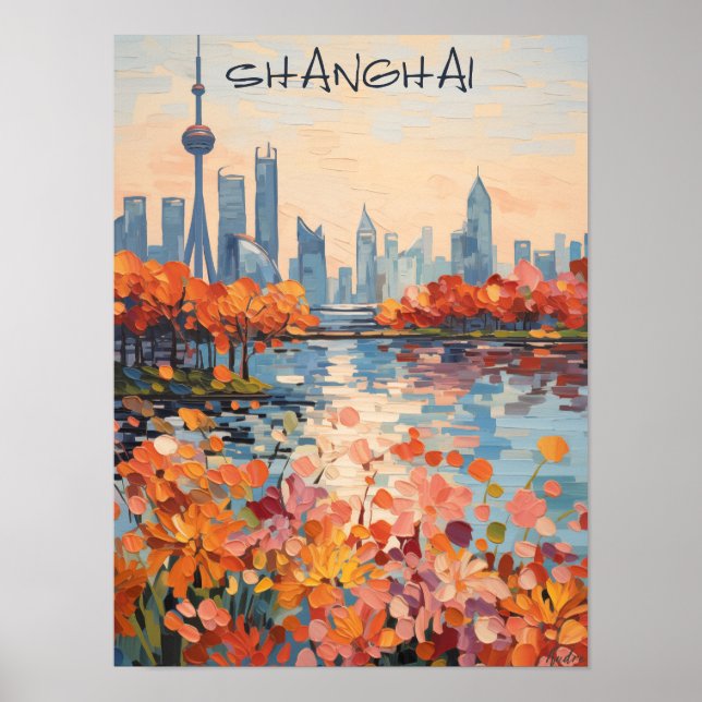 Shanghai China Travel City Painting Aesthetic Poster (Front)
