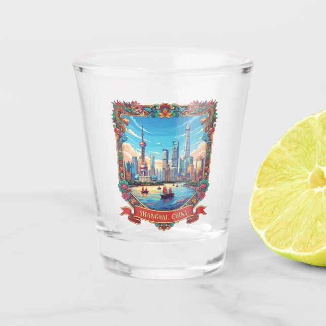 Shanghai china Travel Shot Glass (Front)