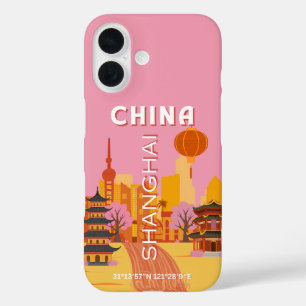 Shanghai China Travel Vintage Poster iPhone 16 Case