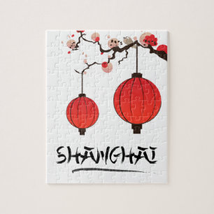 Shanghai China vintage travel poster Jigsaw Puzzle