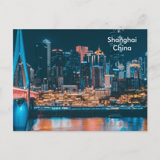 Shanghai China Vintage Travel Tourism Ad Postcard (Front)