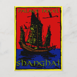 Shanghai Luggage Label Postcard