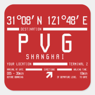 Shanghai Pudong International Airport PVG Square Sticker